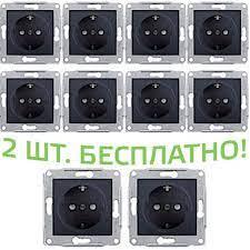 (АКЦИЯ!!! 8+2 шт.) Розетка Schneider-Electric Sedna с заземл. и з/шторками графит (SDN3000170-10)