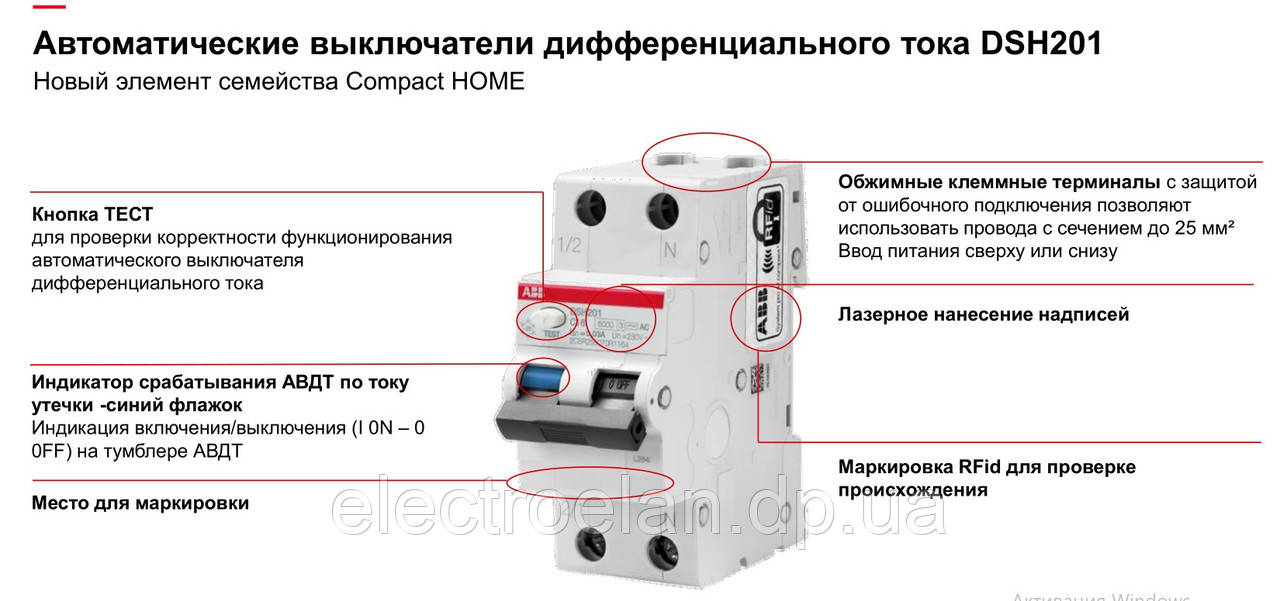 Дифференциальный автоматический выключатель ABB DSH201 C16 AC30 - фото 3 - id-p1379572790