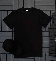 Мужская футболка черная однотонная L