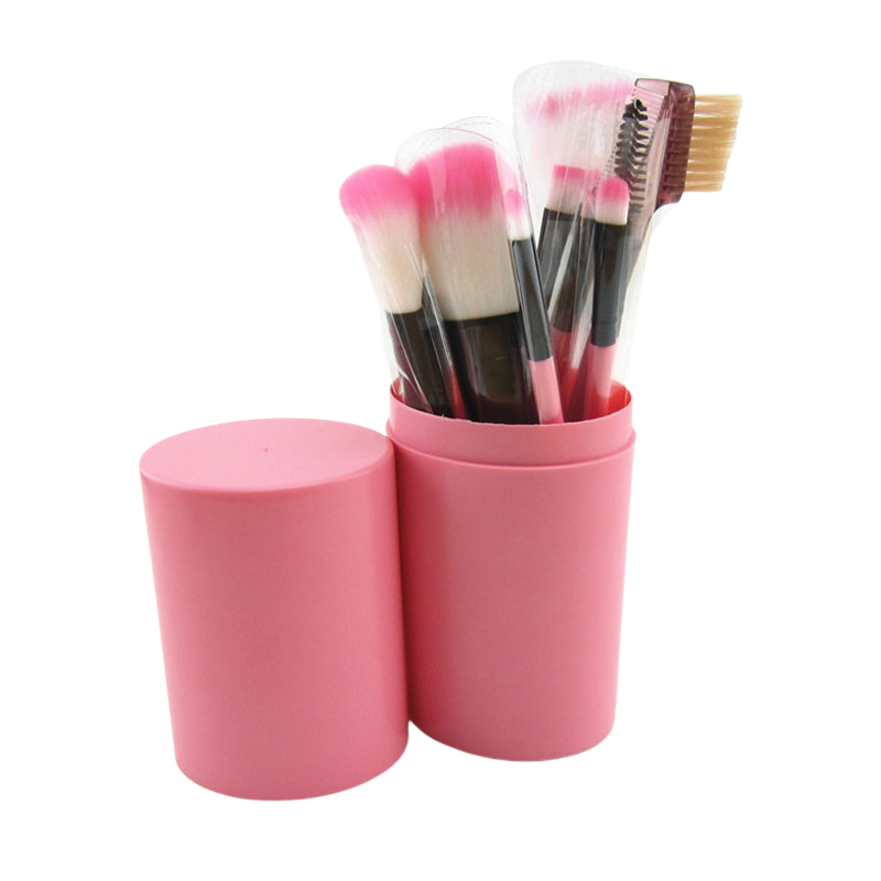 Набор кистей для макияжа в тубусе 12 шт., розовые. Кисти для макияжа. - фото 1 - id-p1379590527