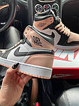 Жіночі кросівки Air Jordan Retro 1 Mid Pink Black осінь-весна повсякденні. Живе фото. топ, фото 3
