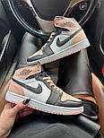 Жіночі кросівки Air Jordan Retro 1 Mid Pink Black осінь-весна повсякденні. Живе фото. топ, фото 4