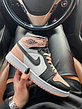 Жіночі кросівки Air Jordan Retro 1 Mid Pink Black осінь-весна повсякденні. Живе фото. топ, фото 2