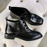 Ботинки лаковые женские с квадратным носком, цвет черный