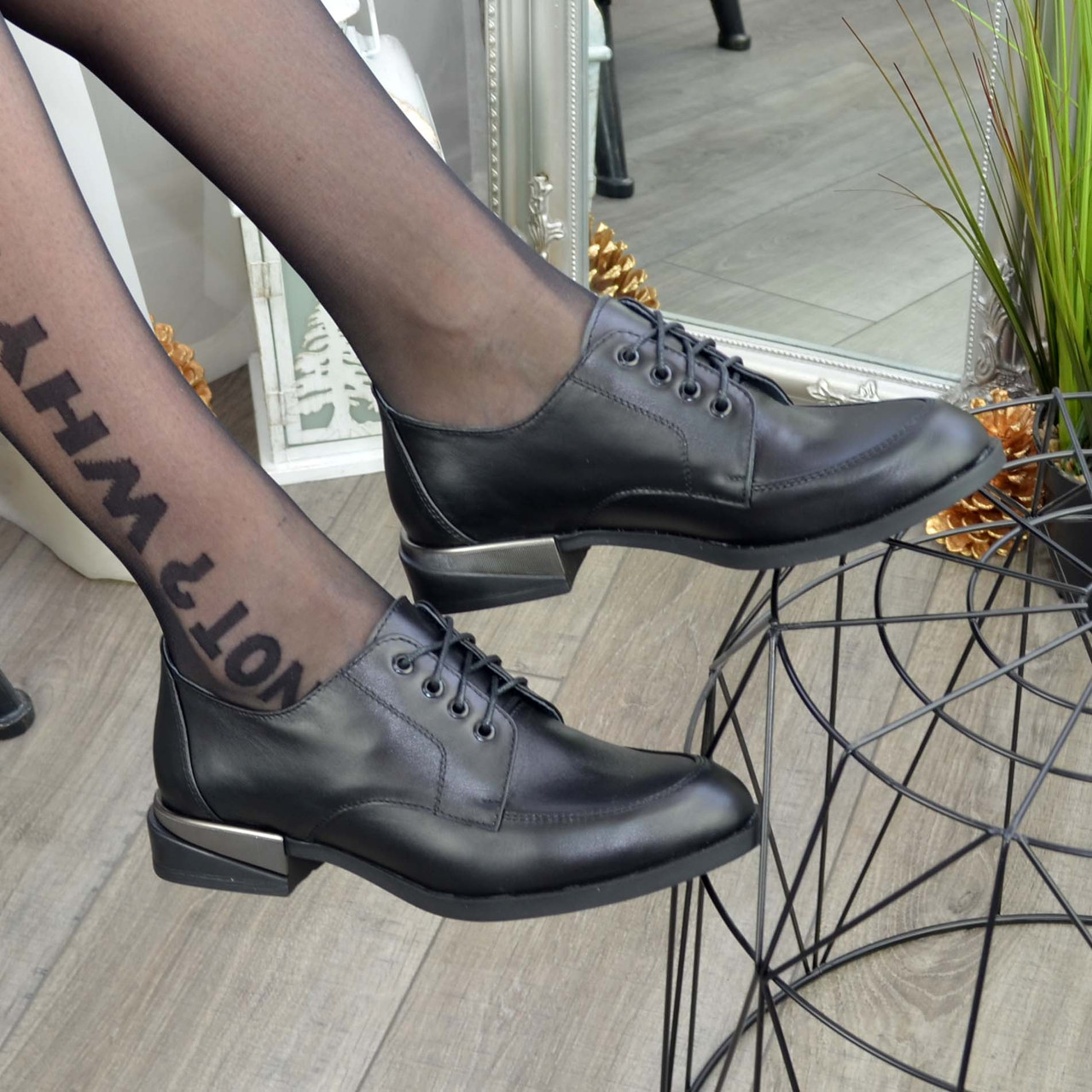 Туфлі жіночі шкіряні на підборах. Колір чорний, фото 1