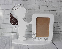 Фоторамка біла ангел-хлопчик на фото 10*15см, товщина 6мм