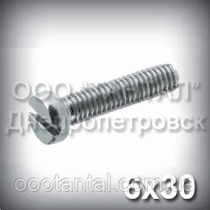 Гвинт М6х30 ГОСТ 1491-84 (DIN 84, ISO 1207) оцинкований із циліндричною головкою, фото 1
