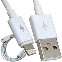 Шнур провод для зарядки IPhone, штекер USB А - штекер IPhone Lightning, диам.-3мм, 2м, белый