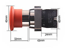 Кнопка управління XB2-ВЅ542 натискна з фіксацією і поворотом червона "Стоп", фото 3