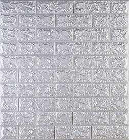 Самоклейка декоративна 3D панель під цеглу срібло 700x770x7мм