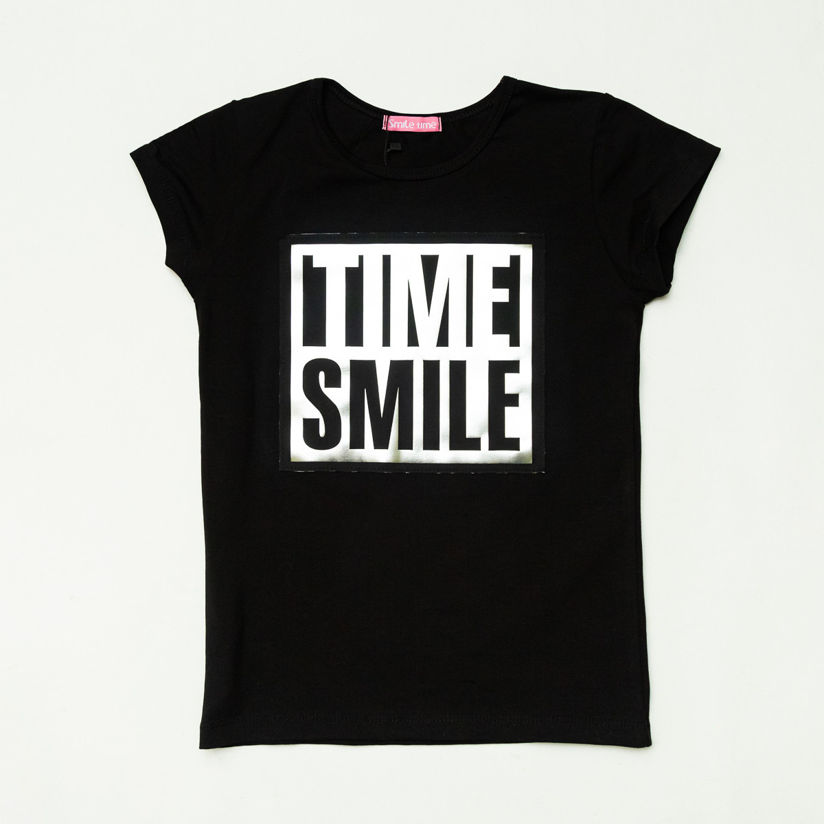 Стильна чорна футболка для дівчинки зання SmileTime TimeS, чорна