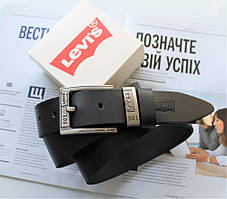 Шкіряний чоловічий ремінь Levis 501 чорний
