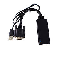 Перехідник відео HDMI->VGA HD15 (HDMIекран) Lucom (62.09.8051) +USB Audio 0.2m USB-powered