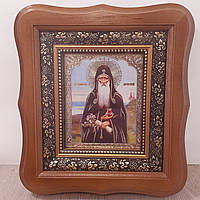 Ікона Агапіту Печерському святому преподобному, лик 10х12 см, у світлому дерев'яному , лик 10х12 см, в світлому дерев'яному кіоті