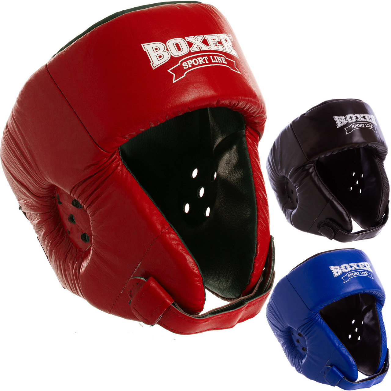 Шолом боксерський відкритий шкіряний Boxer 2027 (шолом для боксу): розмір L (3 кольори)
