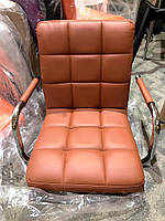 Крісло Augusto-Arm 4-BK-BASE коричневий 1014 шкірозамінників, на чорній квадратній опорі, фото 3