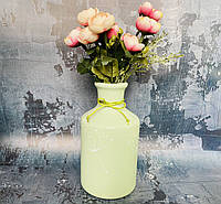 Настольная ваза Керамклуб Бутылка h 22 см в салатовом цвете с росписью