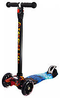 Трехколесный самокат со светящимися колесами / Самокат детский трехколесный Maraton Maxi / Кикборд маратон