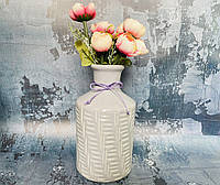 Настольная ваза "Бутылка" в сиреневом цвете фактурная h 22 см