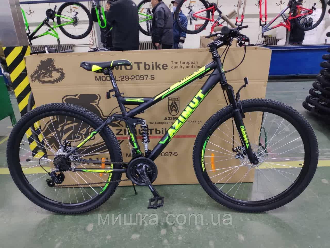 Велосипед гірський двопідвісний Azimut RACE GFRD 27,5" рама 19", чорно-жовтий, фото 1