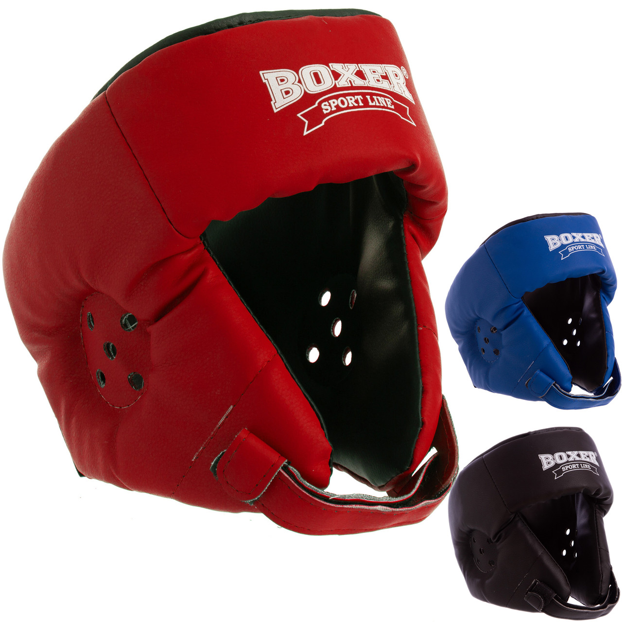 Шолом боксерський відкритий шкірвініл Boxer 2028 (шолом для боксу): розмір L (3 кольори)