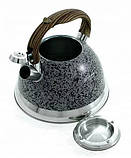 Чайник зі свистком 3 л мармурове покриття Edenberg EB-1986 Чайник для індукційної плити Чайник газовий, фото 8