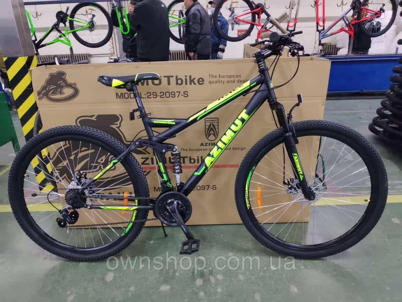 Велосипед гірський двопідвісний Azimut RACE GFRD 27,5" рама 19", чорно-жовтий