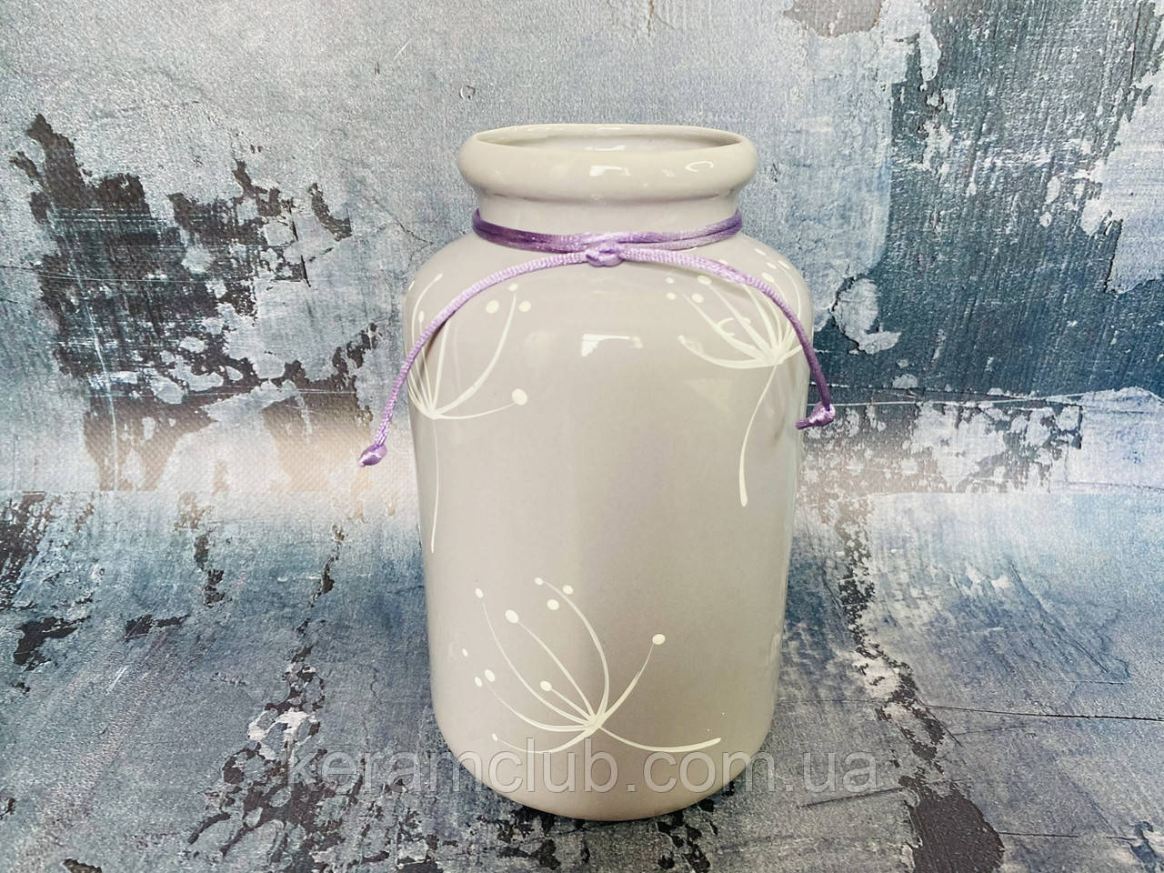 Настольная ваза "Интерьер" в сиреневом цвете с росписью h 19 см - фото 2 - id-p1379725032