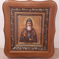 Ікона Амфілохію Почаївському святому преподомному, лик 10х12 см, у світлому дерев'яному кіоті