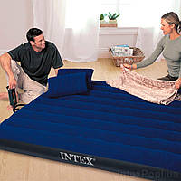 Надувной матрас Двухместный Intex 64765 152х203х25 см с двумя подушками, насосом Синий