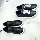 Чоловічі кеди із натуральної шкіри синього кольору., фото 3