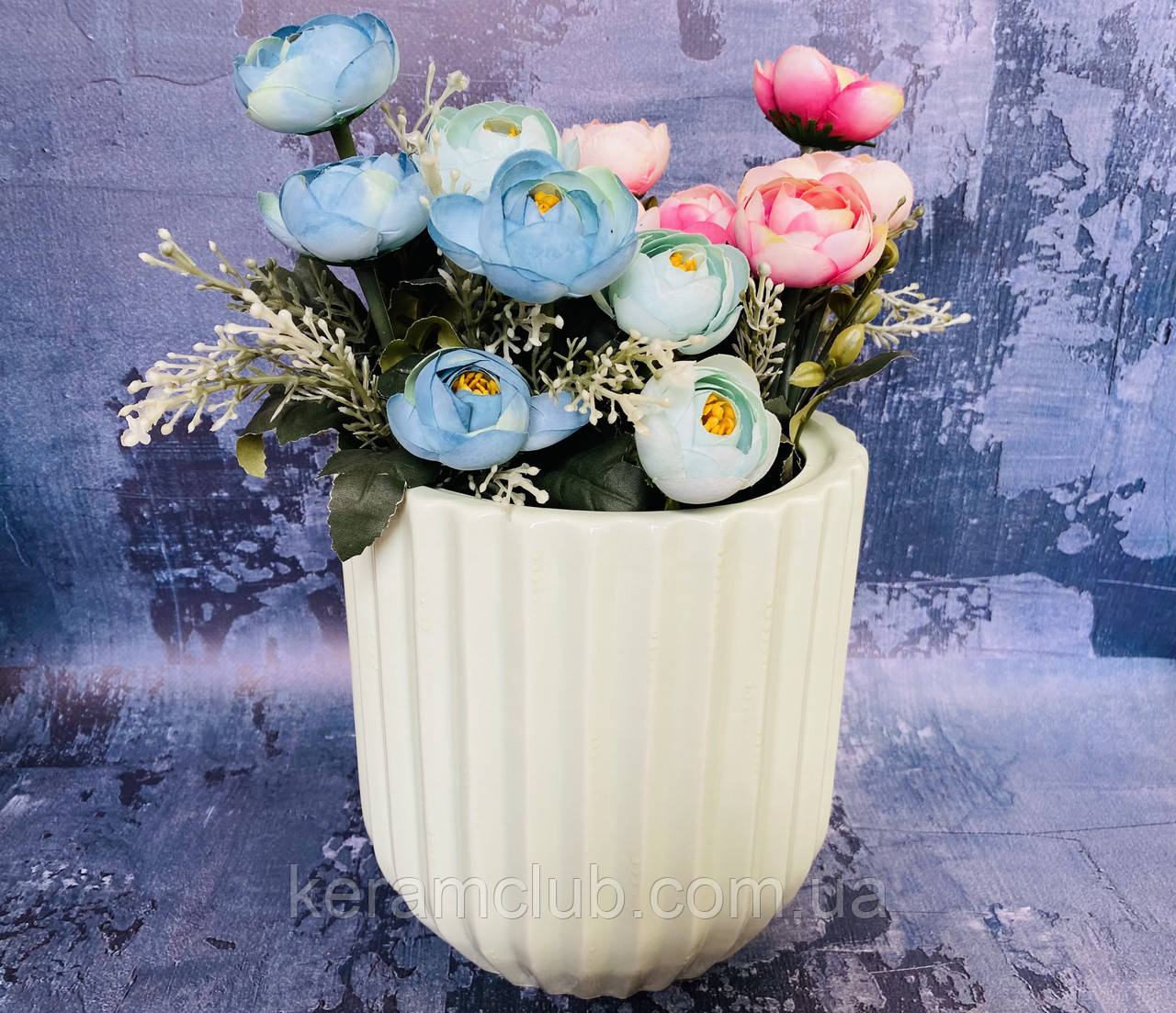 Настольная ваза "Ода" в мятном цвете фактурная h 18 см - фото 2 - id-p1379731179