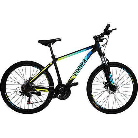Велосипед TRINX M100 26"x17" Matt-Black-Blue-Yellow, фото 1