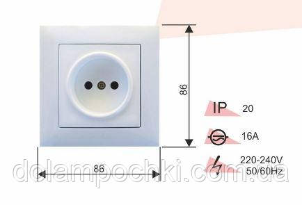 Розетка RH VELENA одинарна внутр.термопласт біл/крем, фото 1