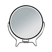 Зеркало косметическое круглое двухстороннее с увеличением на подставке D-13см Titania art.1500L Черный