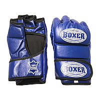 Перчатки для смешанных видов единоборств ММА BOXER кожа синие М