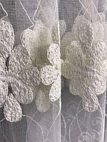 Фатиновая кремова тюль з кремовою вишивкою, висота 2,8 м (7АRS19-KR), фото 3