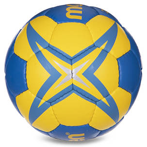 М'яч для гандболу MOLTEN H2X2200-BY (PU, р-р 0, зшитий вручну, синій-жовтий), фото 2