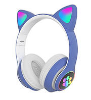 Бездротові Bluetooth-навушники Cat STN-28 гарнітура з мікрофоном FM радіо + AUX (Блакитні)