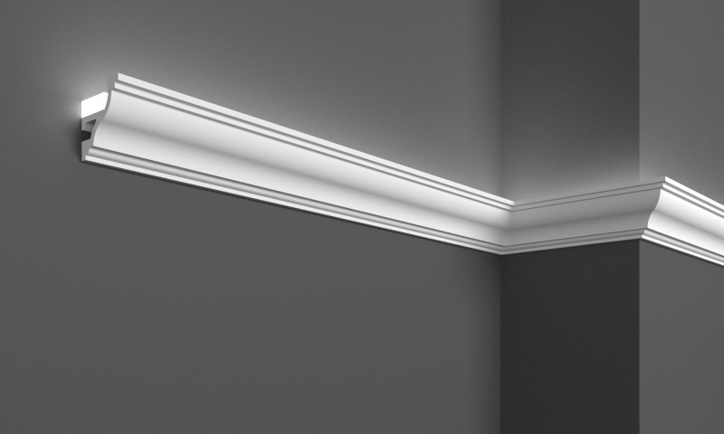 Молдинг фігурної форми на стіну під LED освітлення 45 мм х 40 мм, 2,0 м