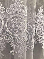 Фатинова тюль з білою вишивкою, висота 2,8 м ( 8AR010 ), фото 3