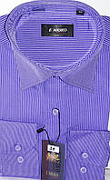 Сорочка чоловіча Enrico vd-0038 фіолетова в смужку класична комбінована, з довгим рукавом