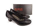 Шкіряні жіночі туфлі на підборах чорного кольору, Alpina, Словенія, фото 2
