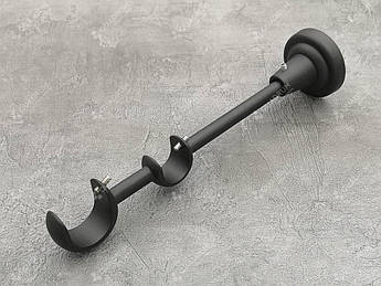 Тримач для карниза подвійний відкритий 25мм+19мм чорний мат