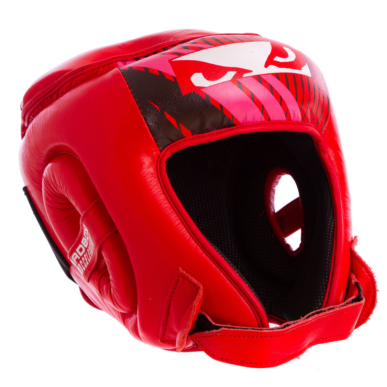 Шолом боксерський шкіряний відкритий із посиленим захистом верхівки Bad Boy BD09 розмір M Red