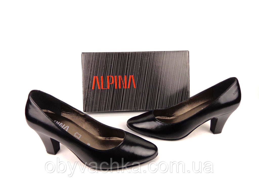 Шкіряні класичні туфлі чорного кольору, Alpina, Словенія