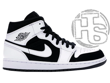 Чоловічі кросівки Air Jordan 1 Mid White Black Tuxedo 554724-113, фото 1