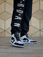 Чоловічі кросівки Air Jordan 1 Mid White Black Tuxedo 554724-113, фото 6