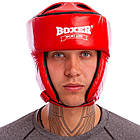 Шолом боксерський відкритий шкіряний із посиленим захистом верхівки Boxer 2029 розмір M Red, фото 3