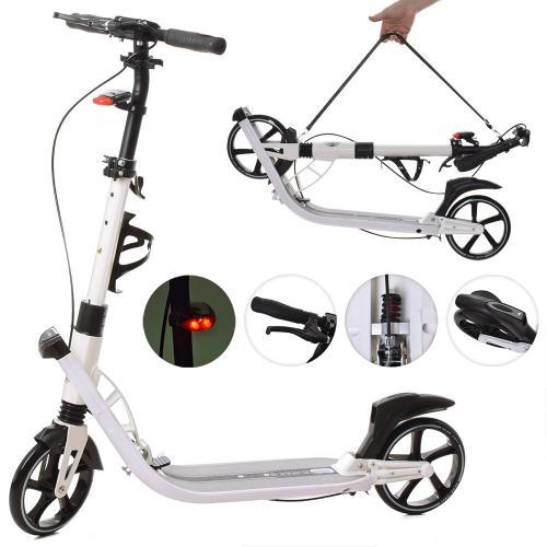 Двоколісний самокат. D-Max-9. Білий. Ручне гальмо. Ліхтар. Від 6 до 18 років